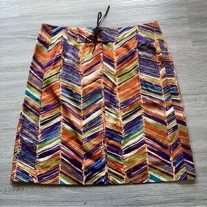 90’s Orange & Purple Lace-Up Abstract Patterned Harvé Benard Mini Skirt